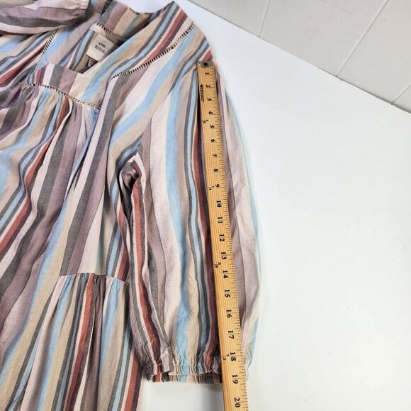 Knox Rose Rayon Linen Blend Boho Squared Neck Striped Summer Dress Sz XXL Flowy - Picture 11 of 13